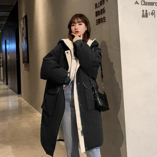 Hstar Women Fashion Brand Parkas Winter Long Jacket Simple Cuff Design Windproof Warm Female High Quality Cotton-pad Coats