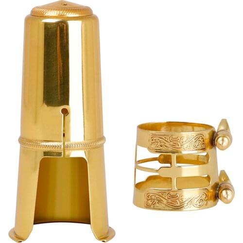 Brass Tenor Sax Saxophone Mouthpiece Kit including 1 Pc Protector Cap and 1pc Ligature