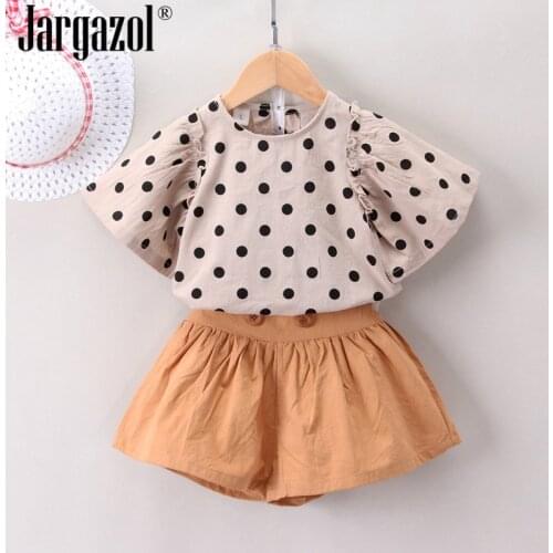 Baby Girls Summer Clothing Set Dot Printed Blouse Shirt and Pants Fashion Outfits Sweet Kids Clothes Suit 2019 Stylish