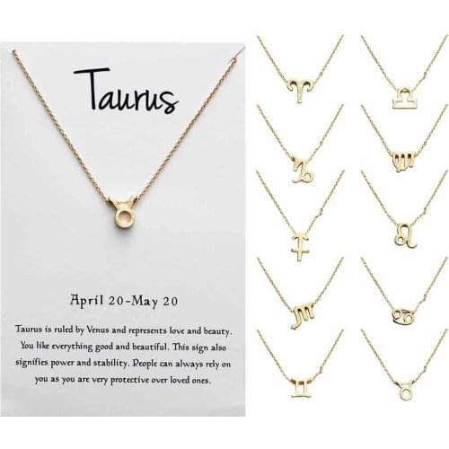 Fashion WomenS Girls 12 Constellation Pendant Necklace Jewelry Birthday Gifts