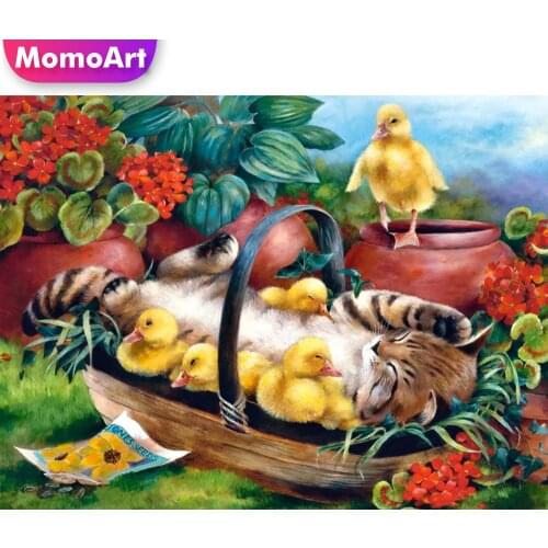 MomoArt Diamond Embroidery Cat Full Drill Square Diamond Painting Animal Cross Stitch Mosaic Duck Needlework Flower Handicraft