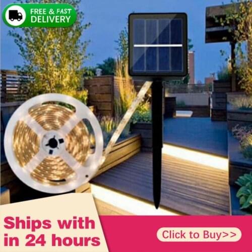 New Smart Patio Lawn Street Solar Powered LED Strip Light Outdoor Waterproof Easy Install Landscape Ribbon Flexible Garden Decor