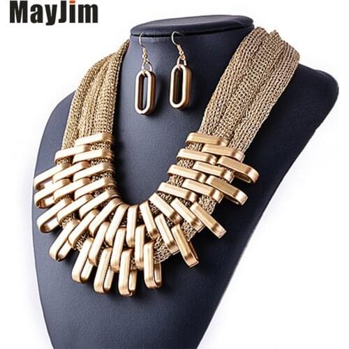 New 2017 brand Statement necklace women Geometric woven by hand Necklaces & Pendants Earrings mesh short necklace Jewelry Sets