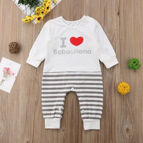 2020 New Style Autumn Newborn Baby Girl Boy Romper Long Sleeve Letter White Cotton Winter Playsuit Outfit 0-18M