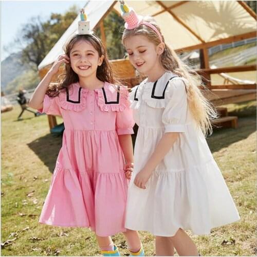 Teen Girls Clothing 2021 Fashion Elegant Little Girls Clothing Cute Princess Dress Summer Pink White Dresses