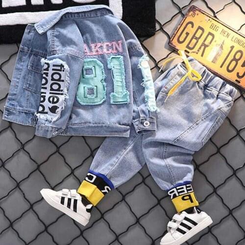 Boys Autumn Suit Jeans Foreign Style Loose Boy Kids 2020 New Childrens Handsome Childrens Babies Fashionable Cool Childrens