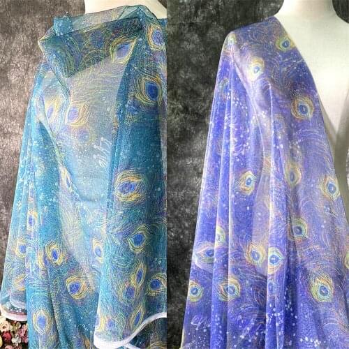 Peacock Feather Net Yarn Lace Fabric High-End Dress Hanfu Dress Designer Fabric VH145320