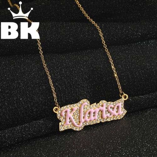 Stainless With Rheinstone DIY Typle for Men Ladies Oil Letter Loop Wireframe Cute Shape Iced-out Stainless Letter Large Pendant