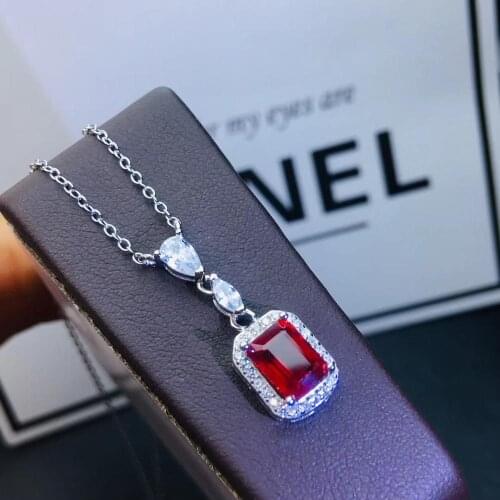 Ruby necklace pendant Original and natural ruby 925 sterling silver For women jewelry