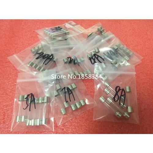 Fuses Kit 13valuesX5pcs=65pcs 6x30 Glass Fuse Assorted Packs 6*30 250V 0.1A-30A Glass
