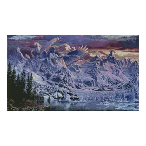 Needlework,Snow mountain scenic beauty angel 14 Unprinted Embroidery,DIY Cross stitch kits,Art Pattern Cross-Stitching Decor