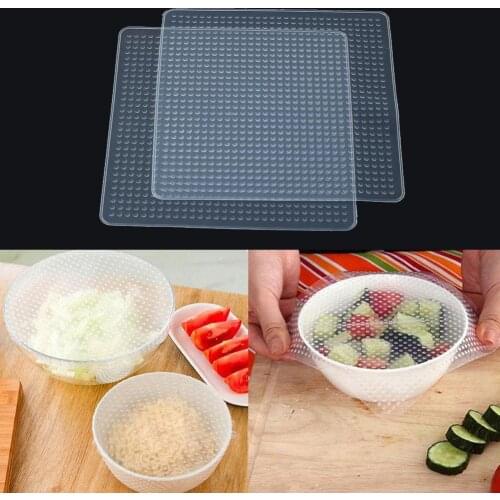 Silicone Food Wrap Clear Reusable Seal Cover Fresh Keeping Film Kitchen Tool For Bowls Storage