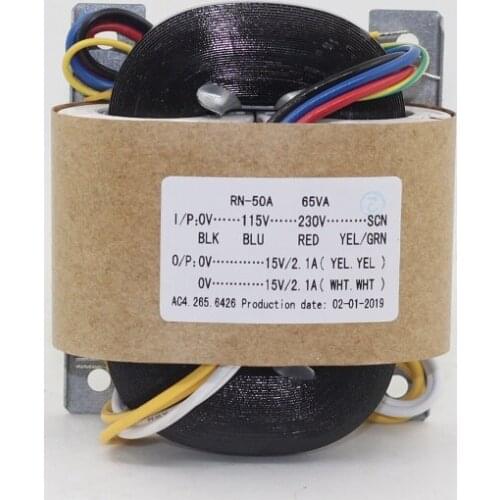 Type R Power Transformer 0-115V-230V 65W Dual 15V R Cattle Audio Transformer Copper Wire