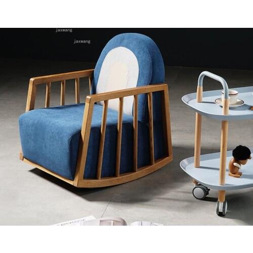 Nordic Childrens Leisure Rocking Chair Home Living Room Baby Solid Wood Sofa Chairs Simple Modern Kids Bedroom Backrest Sofas