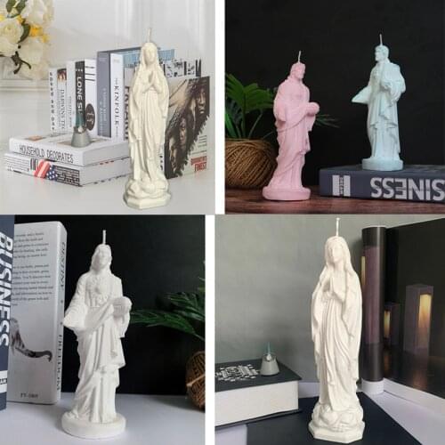Virgin Goddess sculpture candle mold Scented candle plaster decorations Jesus candle silicone mold Personage artwork molds