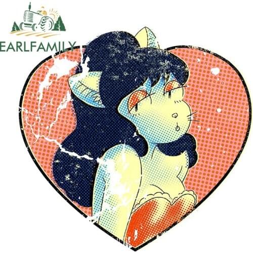 EARLFAMILY 13cm x 12.7cm for Cat Girl Car Sticker Motorcycle Car Bumper Window Fashion Fine Decal Waterproof Trunk Assessoires