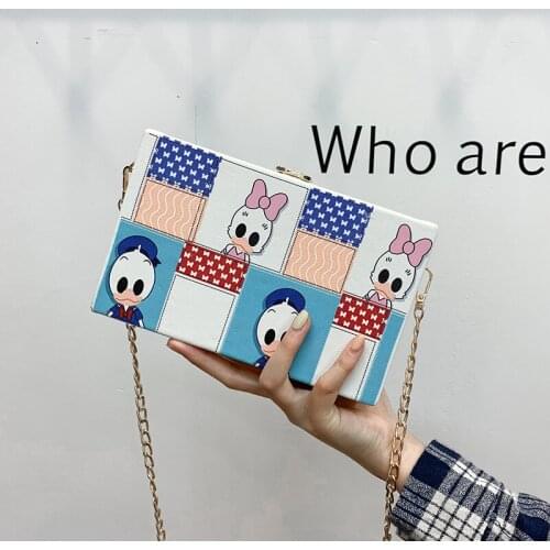 Disney cartoon Donald Duck new girl wild shoulder bag messenger small square bag cute printing box bag