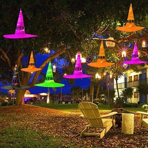Halloween Decoration Witch Hat LED Lights Halloween Elf Ears For Kids Party Costume Props Outdoor Tree Hanging Ornament DIY