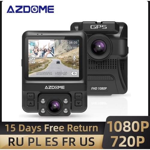 AZDOME GS65H Car DVR Mini Dual Lens Dash Cam Front Full HD 1080P / Rear 720P Car Camera Night Vision GPS For Uber Lyft Taxi