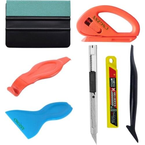 Vinyl Carbon Fiber Suede Felt Squeegee Film Wrap Cutter Window Tint Water Glue Remover Corner Scraper Car Wash Accessories K80C