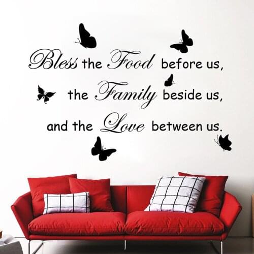 Vinyl Butterfly Wall Stickers Bless The Food Before Us The Family Beside Us Quotes Decals Kitchen And Dining Room Decor DW20954