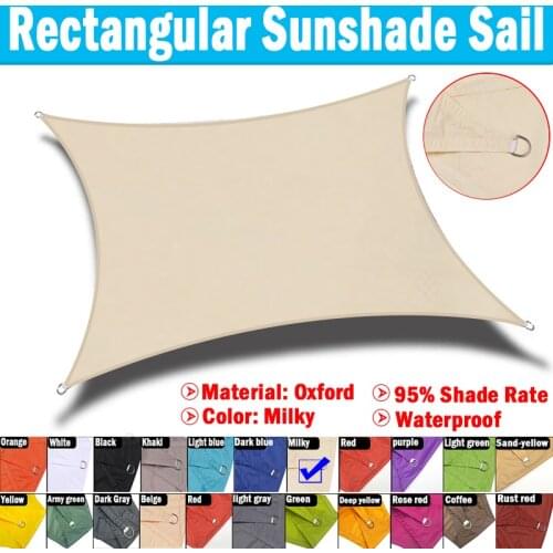 Milky Color Waterproof SunShade Sail Garden Patio Rectangle Tent Sun Shelter Outdoor Beach Camping Swimming Pool Awning Sails