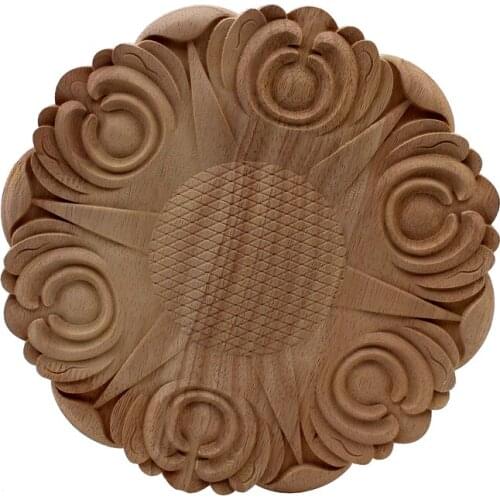 VZLX Vintage Floral Wood Carved Corner Applique Wooden Carving Decal For Furniture Cabinet Door Frame Wall Home Decor Crafts