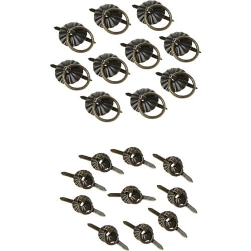 10pcs Green Bronze Color Ring Pin Handle Drawer Cabinet Desk Pull Knob Furniture