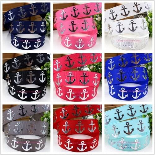1571716 , 7/8 '' 22MM hot Silver Anchor Printed grosgrain ribbon,DIY handmade materials accessories,Wedding Decoration Materials