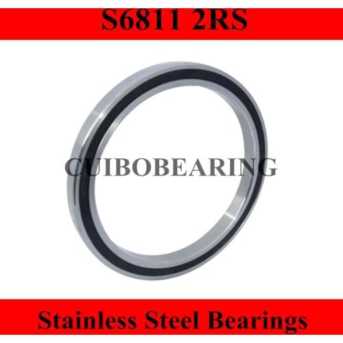 2PCS S6811 2RS Stainless Steel Shielded Miniature Ball Bearings S6811 size:55*72*9mm