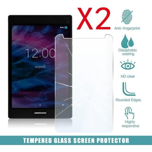 2Pcs Tablet Tempered Glass Screen Protector Cover for Medion Lifetab P8313 8 Inch Tablet Computer Anti-Scratch Screen