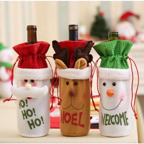 50PCS Christmas decorations New upmarket doll old snowman elk Christmas wine bottle bag