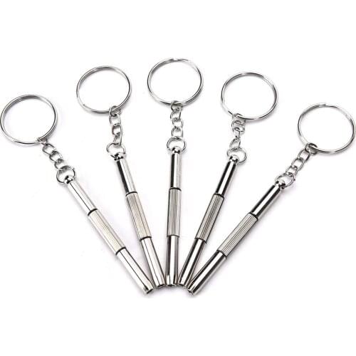 5pcs Multifunction Eyeglass Screwdriver 3-in-1 Home Sunglass Eyeglass Cellphone Watch Repair Keychain Screwdriver Tool