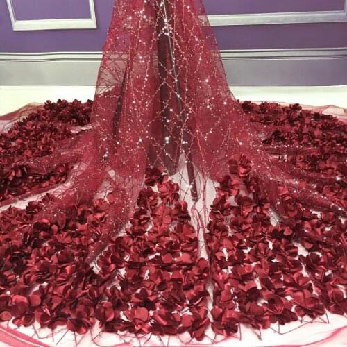 African Lace Fabric 2021 High Quality Lace Sequins Nigerian Lace Fabrics For Sewing Dress French 3D Lace Fabric 5 Yards M4522