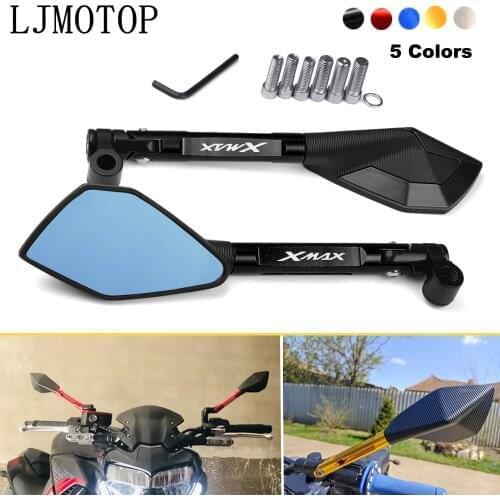 CNC Aluminum Motorcycle Rearview Mirrors Blue Anti-glare Mirror For Yamaha XMAX 300 XMAX300 X MAX 300 250 Motorbike Accessories