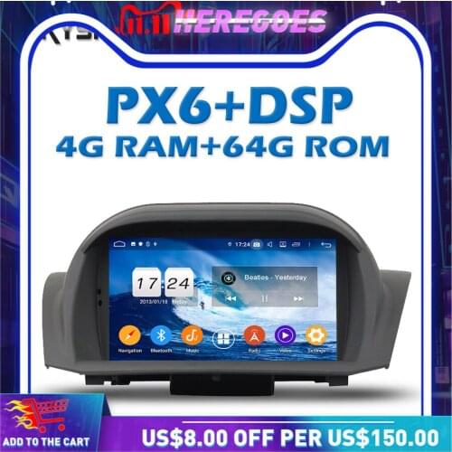 PX6 Car multimedia DVD Player DSP IPS Android 9.0 4GB + 64GB GPS Map RDS Radio Wifi Bluetooth 4.2 For Ford Fiesta 2013 2014-2016