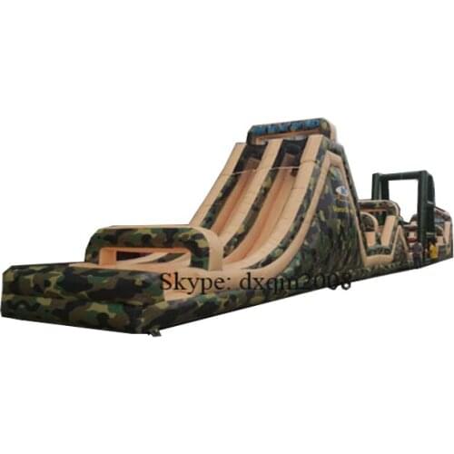 Large PVC camouflage inflatable slide combo high quality inflatable obstacle course