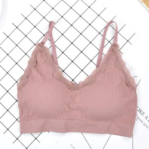 Sexy Push Up Bras for Women Padded Underwear Deep V Wireless Bra Floral Lace French Lingerie Bralette