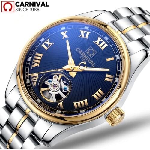 Carnival Top Brand Fashion Watch Men Luxury Business Mechanical Wristwatch Waterproof Luminous Automatic Clock Relogio Masculino