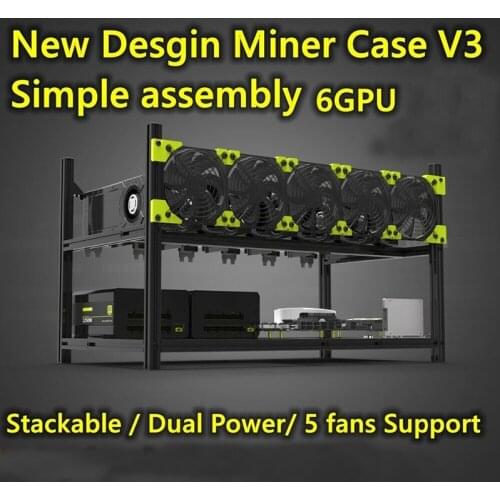 Cheap V3C 6 GPU Miner Mining Rig Aluminum Stackable Open Air Mining Case ETH Frame Rig for Bitcon Miner Kit Unassembled Ethereum