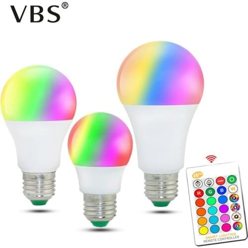 Dimmable LED Bulb E27 5W RGB 10W 15W RGBW RGBWW Lampada 16 Color Memory Function with IR Remote Controller Bombilla led