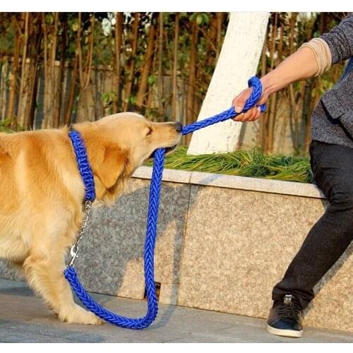 Double Strand Rope Large Dog Leashes Metal P Chain Dog Leash Running Rope Nylon Safety Leash for Medium Large Dogs Pets 120cm