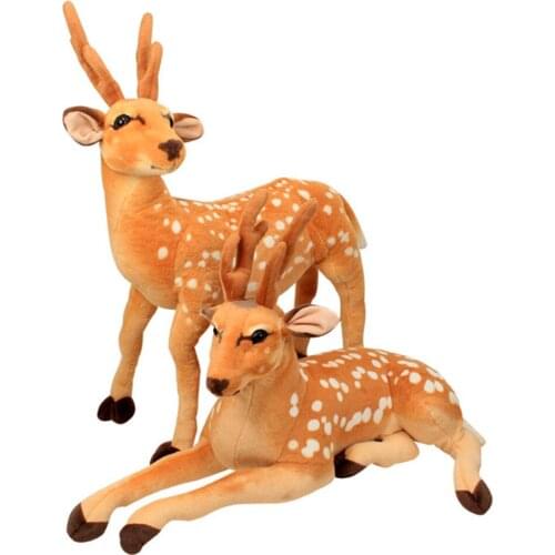 Fancytrader Big Simulation Reindeer Plush Toy Giant Soft Lifelike Stuffed Deer Doll 2 Models 4 Sizes Great Gift for Kids FT71013