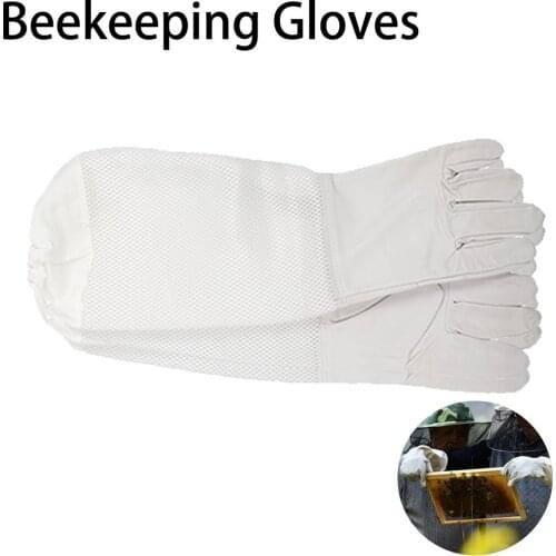 Hot Beekeeping Gloves White Sheepskin With Short Net Bees Suit Equipment Tools For Beekeeper Supplies