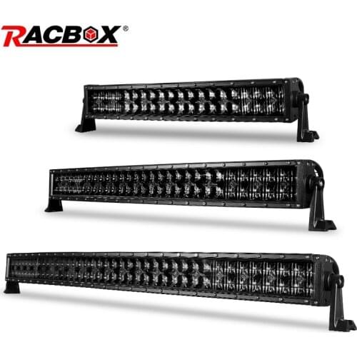 RACBOX 22 32 42 inch Curved LED Light Bar Dual Row Black 5D Lens Super Chips Combo Beam For Offroad Tractor Truck UAZ 4x4 4WD