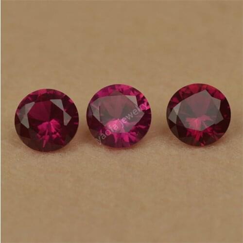 5A Quality Big Size 3~25mm Hardness 9 5# Red Round Brilliant Shape Loose Synthetic Gems Corundum Stone For Jewelry Ring Surface