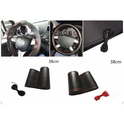 Car steering wheel cover DIY size 38 cm fiber leather hand-sewn for Peugeot 206 307 406 407 207 208 308 508 2008 3008