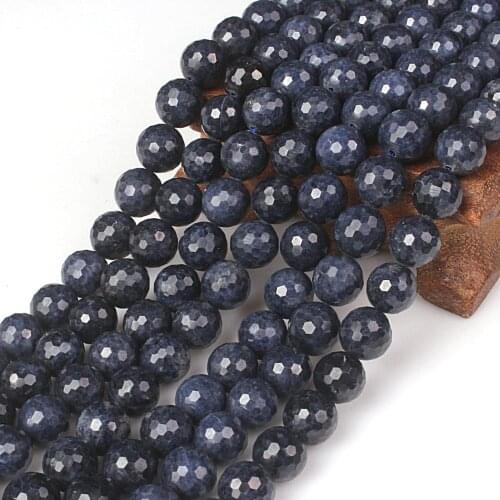 Natural Round Sapphire 128cut Gemstone Loose Beads 6 8 10 mm For Necklace Bracelet DIY Jewelry Making