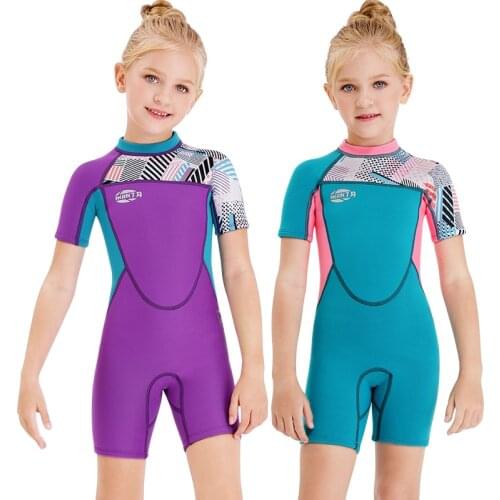 Girls Abstract Art Wetsuit Swimwear Plaid Neoprene Diving Suit Swimsuits For Kids Girl Surfing Jellyfish Swimsuit Wet Suit Child