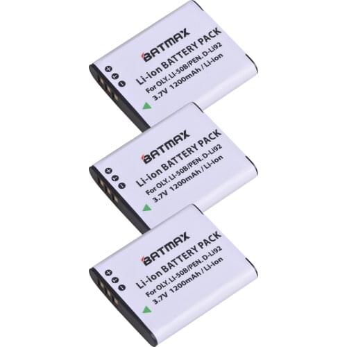 Li-50B LI50B 50B Battery (3Pack) for OLYMPUS SP 810 800UZ u6010 u6020 u9010 SZ14 SZ16 D755 u1010 SZ30 SZ20 XZ-1 VR350 SZ31 SZ16